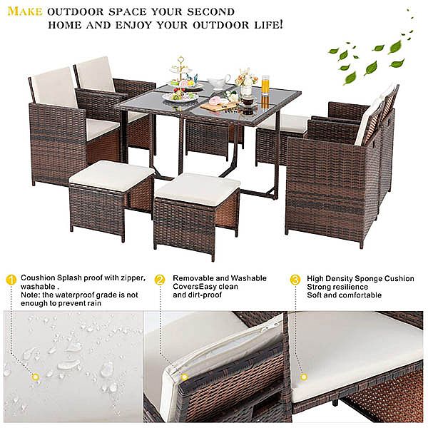 Lujoso juego de mesa de mimbre para exterior con sillón y otomana - 10D01C