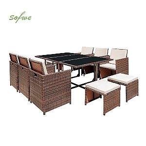 Mesa de comedor de ratán para ahorrar espacio