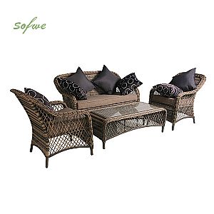 Sofá de lujo moderno para muebles de ratán de exterior