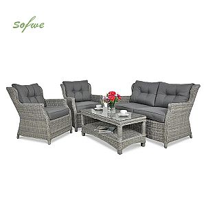 4 piezas de ratán al aire libre Muebles de jardín Sofá Sets