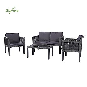Muebles de jardín de mimbre de 4 piezas