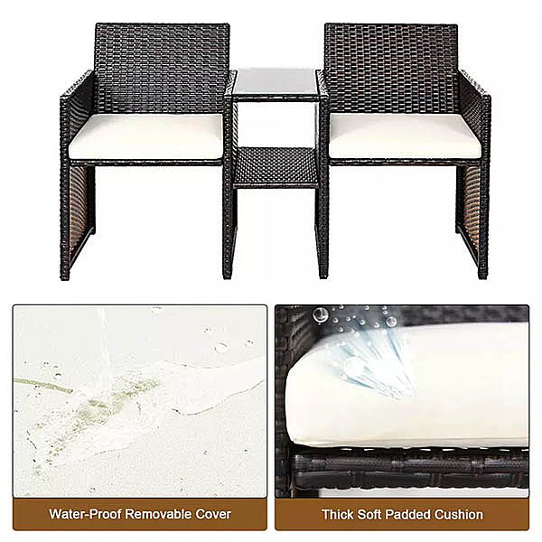 Conjunto de muebles de jardín de ratán de una pieza Sofá de 2 plazas - 10C02T