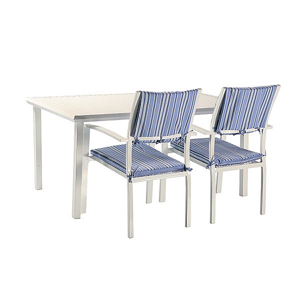 Juego de comedor exterior de aluminio azul de 6 piezas - 11D01E