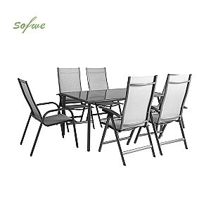 Juego de mesa y sillas de comedor de jardín de 7 piezas de...
