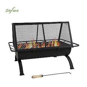 Pozo de fuego rectangular grande para exteriores con...